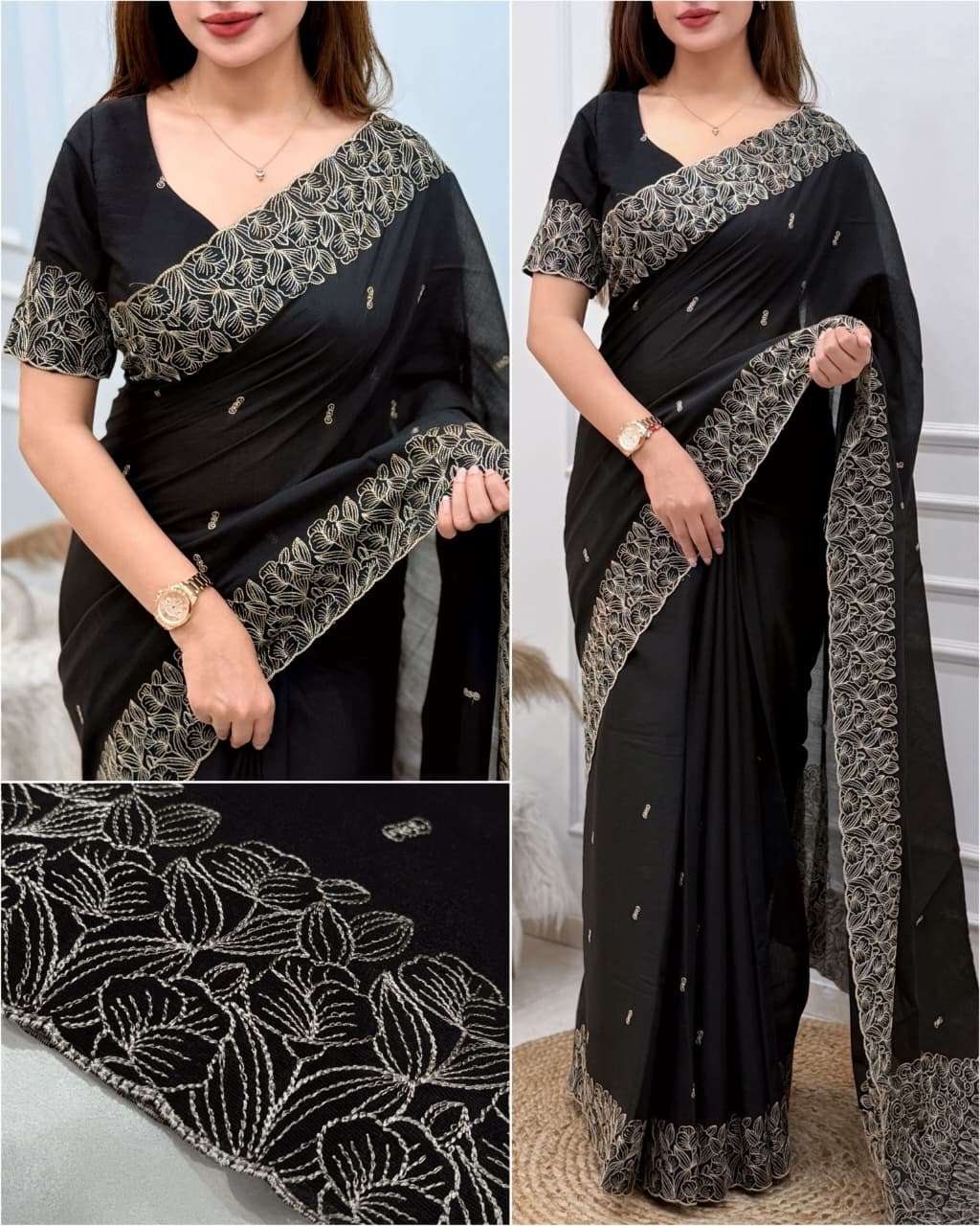 Smriti coral chiffon fancy fabric saree reseller in surat